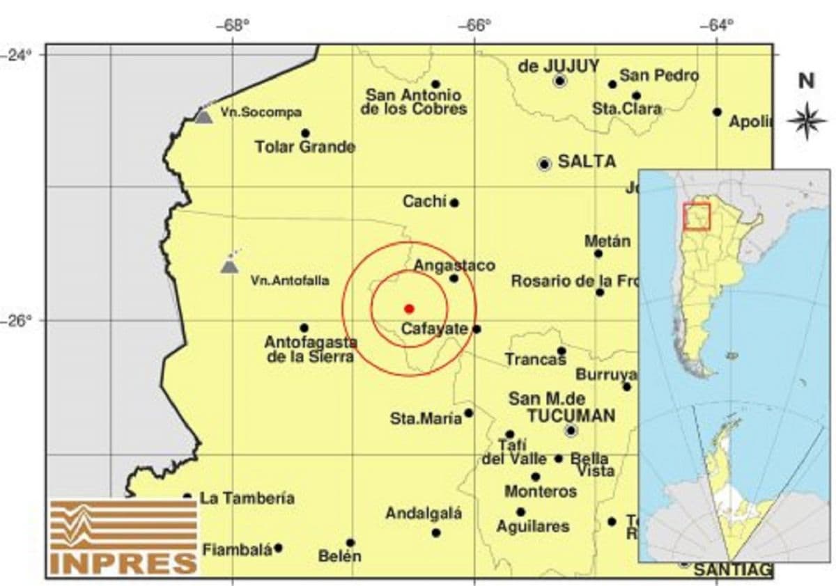 Este martes volvió a temblar el sur de Salta: el sismo tuvo magnitud 3,8