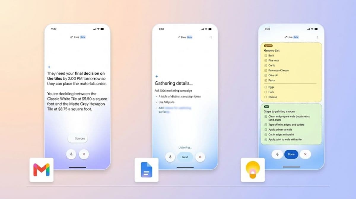 Google incorpora comandos de voz con IA en Gmail, Docs y Keep para estudiar y ordenar tareas